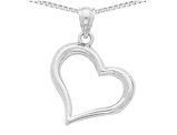 Classic Open Heart Pendant Necklace in  Polished 14K White Gold with Chain